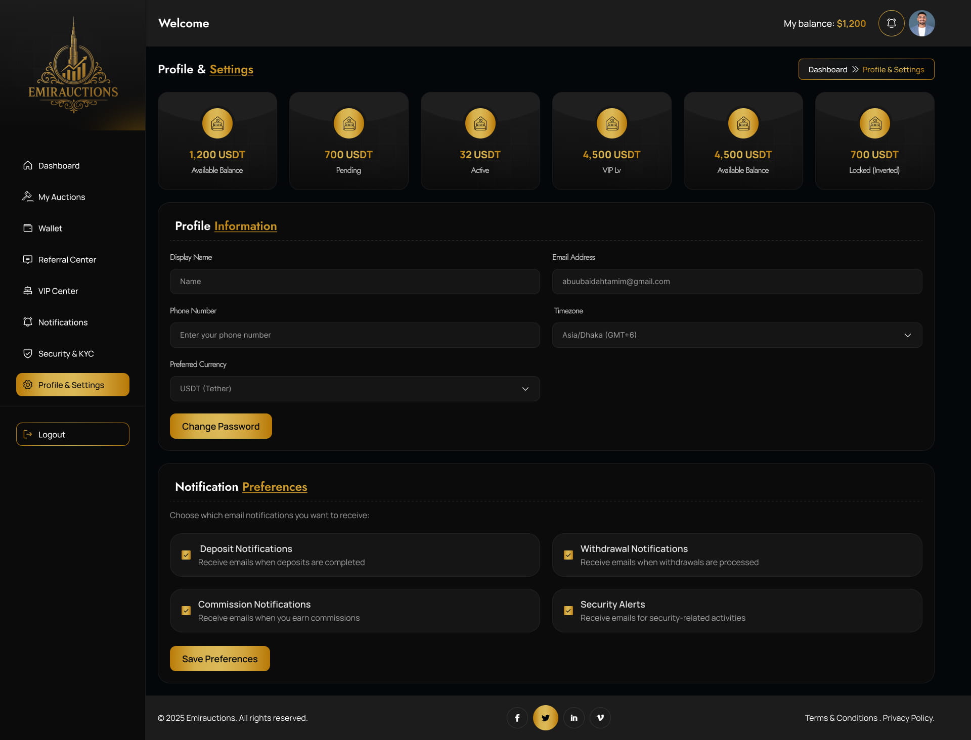 Profile & Settings