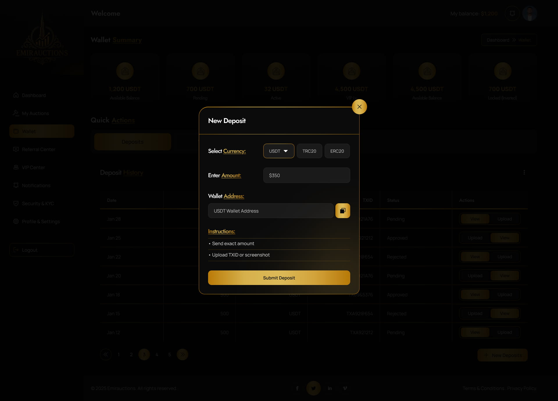 Wallet Deposit Popup